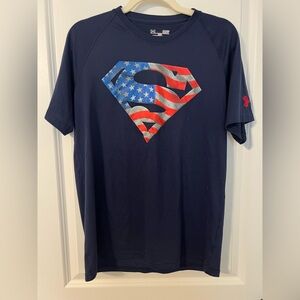 Under Armour Navy Blue Superman Logo Tee - S